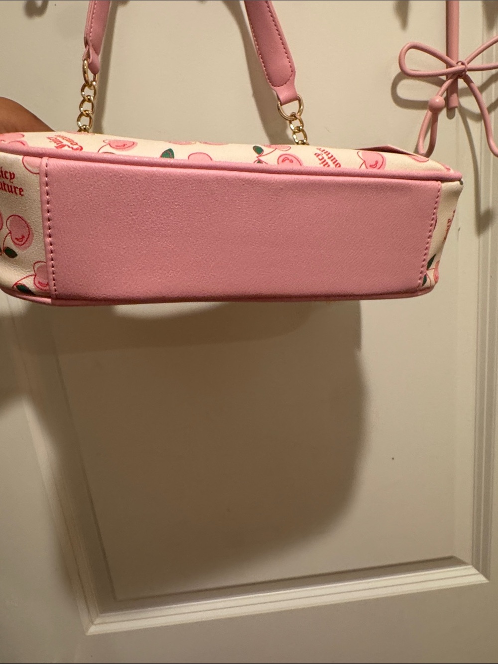 Juicy Couture Pink Cherry Print Shoulder Bag with Gold Chain - Picture 3 of 4